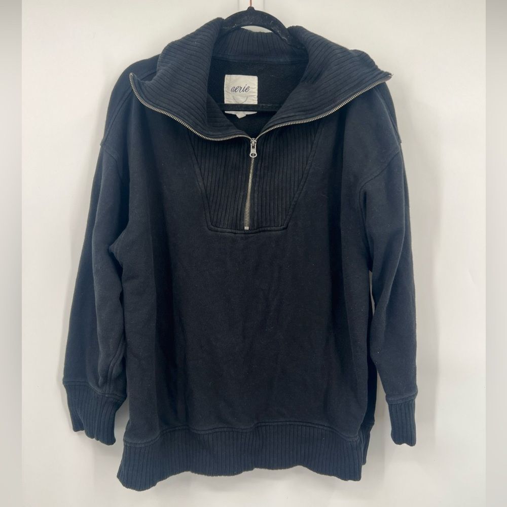 Aerie Black Half Zip Sweater Pullover